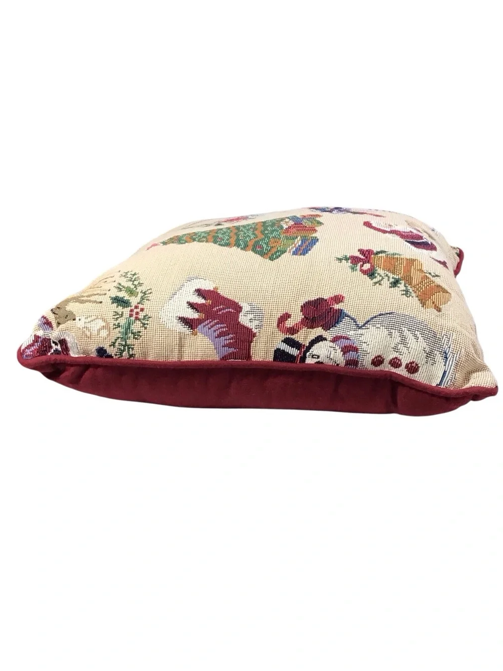 Riverdale Throw Pillow Christmas Holiday Beige Multicolor Tree Santa USA